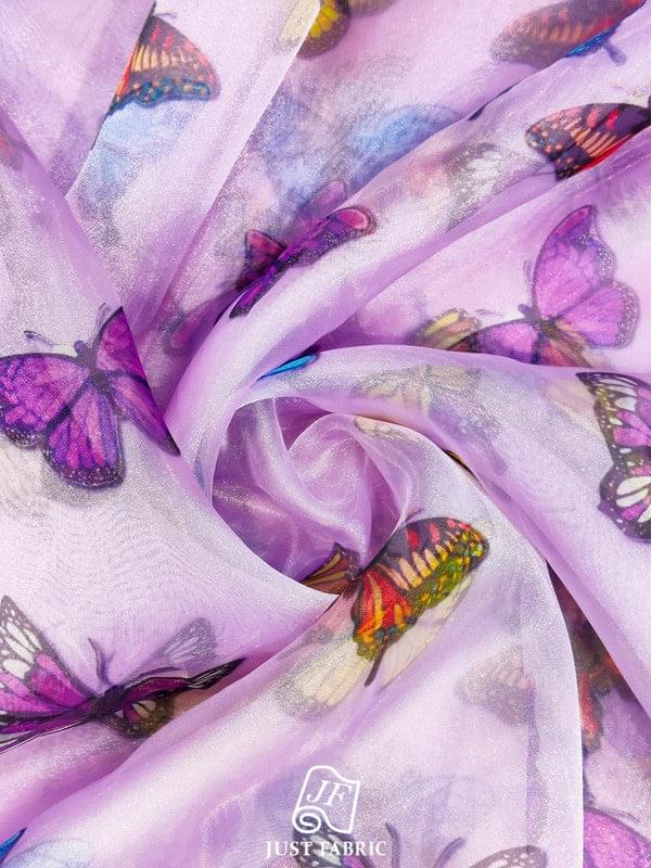 Butterfly Digital Print All over on Fine  Organza Fabric  ( 60" Inch Width)