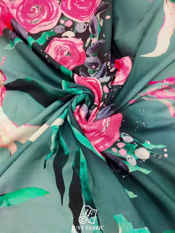 Digital Floral & Figure Print All over on Fine & Soft Crepe Fabric  ( 44" Inch Width)