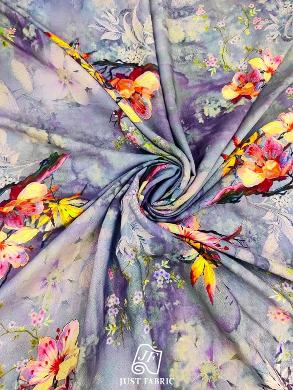 Digital Floral Print All over on Fine & Soft Crepe Fabric  ( 44" Inch Width)
