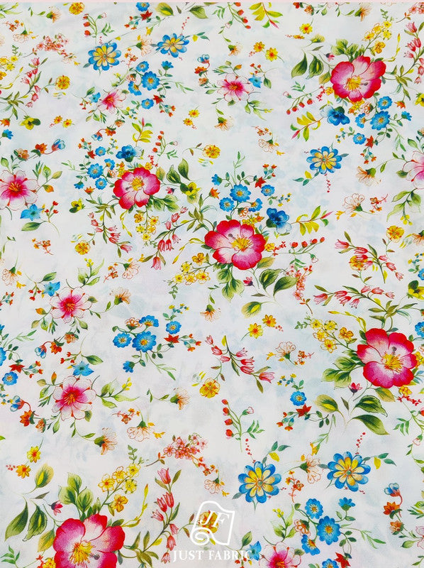 Digital Floral Print All over on Fine and Flowy  Georgette Fabric  ( 44" Inch Width) JUST FABRIC