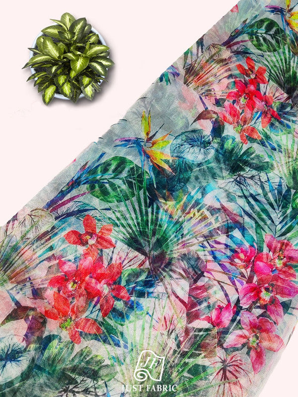 Digital Print All over on Fine  Organza Fabric  ( 44" Inch Width) JUST FABRIC