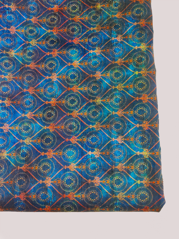 Digital Print All over on Fine Raw Silk Fabric  ( 44" Inch Width) JUST FABRIC