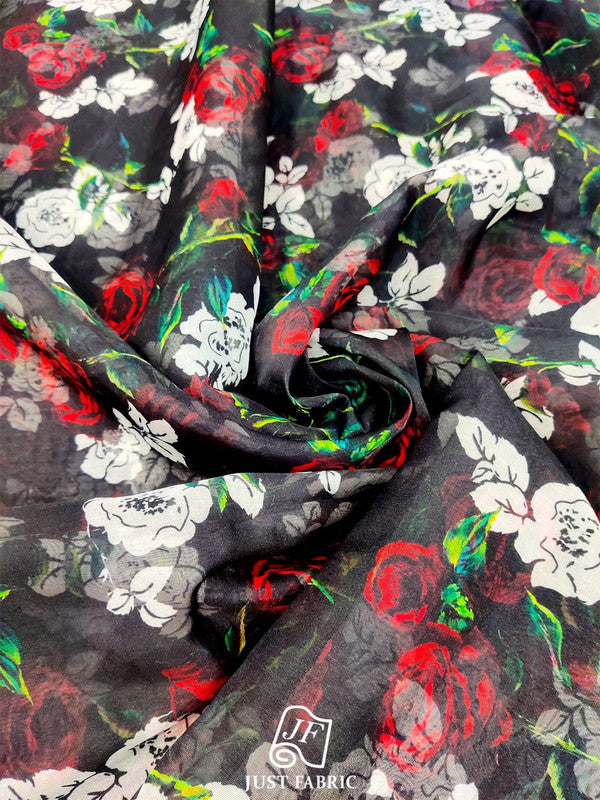 Floral Digital Print All over on Fine  Organza Fabric  ( 60" Inch Width) JUST FABRIC