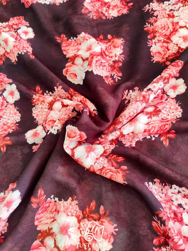 Floral Digital Print All over on Fine and Flowy  Georgette Fabric  ( 44" Inch Width) JUST FABRIC