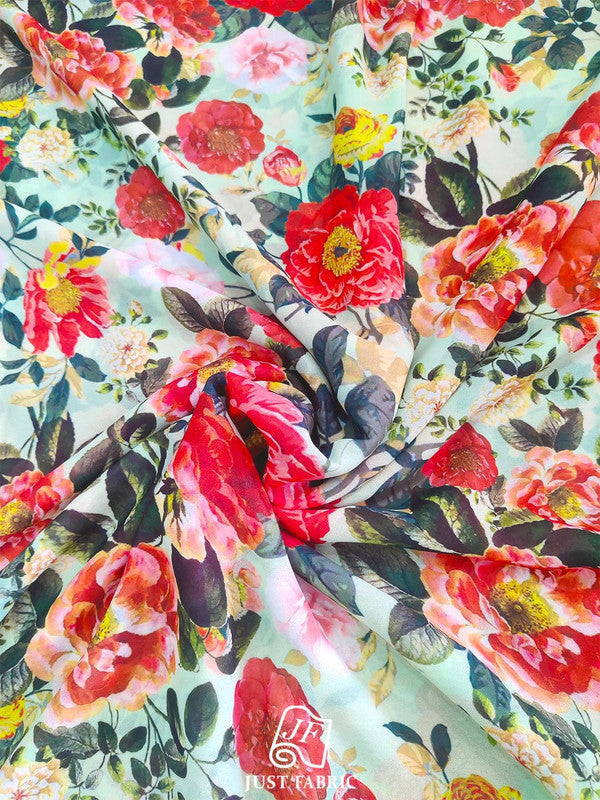 Floral Digital Print All over on Fine and Flowy  Georgette Fabric  ( 44" Inch Width) JUST FABRIC