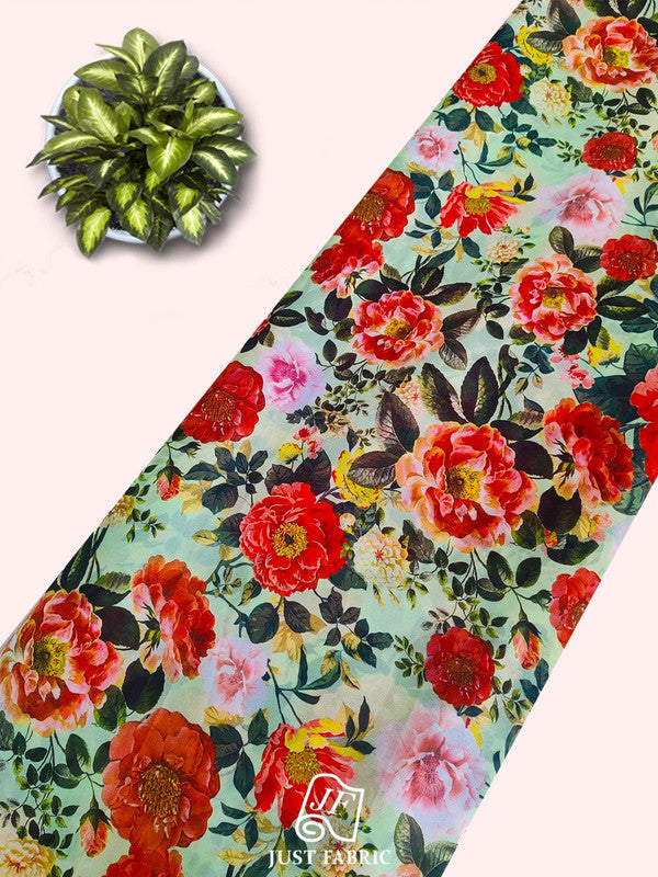 Floral Digital Print All over on Fine and Flowy  Georgette Fabric  ( 44" Inch Width) JUST FABRIC