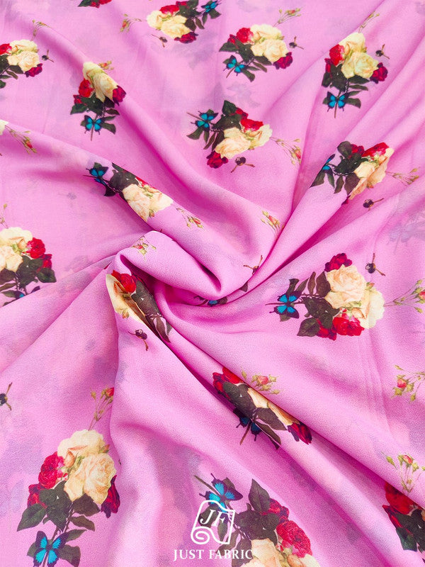 Floral Digital Print All over on Fine and Flowy  Georgette Fabric  ( 44" Inch Width) JUST FABRIC