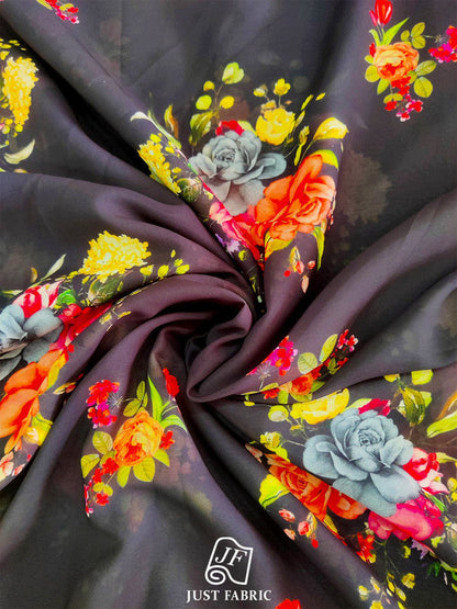 Floral Digital Print All over on Fine and Flowy  Georgette Fabric  ( 44" Inch Width) JUST FABRIC