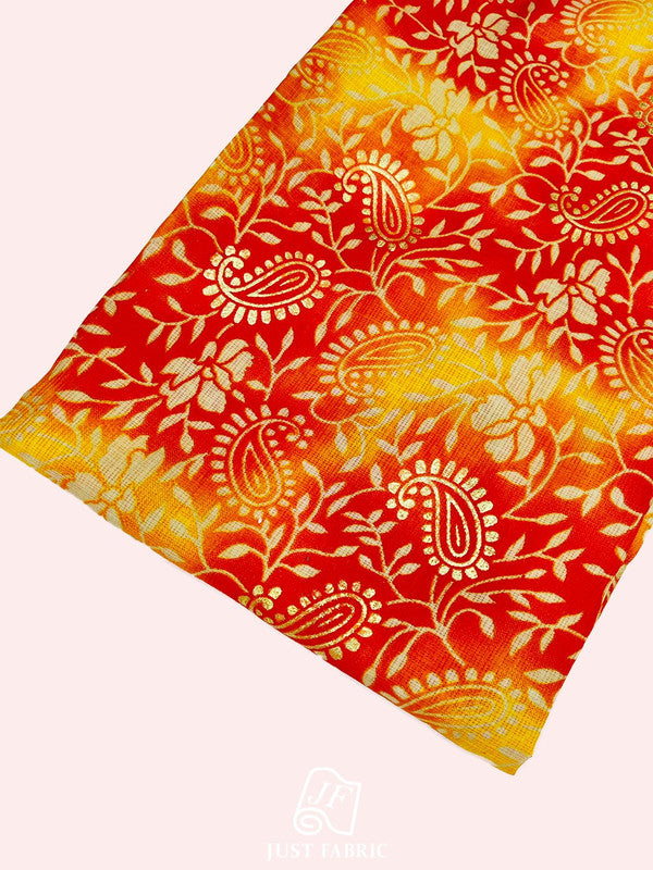 Foil Print Jaal with leheriya shades All over on Kota Doria  Fabric  ( 44" Inch Width) JUST FABRIC