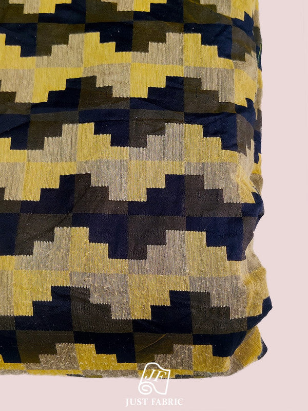 Geometrical Block pattern Digital Print All over on Fine Raw Silk Fabric  ( 44" Inch Width) JUST FABRIC