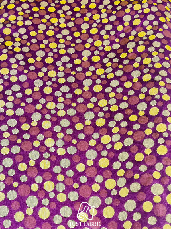 Geometrical Dots pattern Digital Print All over on Fine Raw Silk Fabric  ( 44" Inch Width) JUST FABRIC