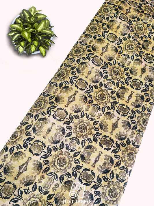 Geometrical Flower Digital Print All over on Fine Dupian Silk Fabric  ( 44" Inch Width) JUST FABRIC