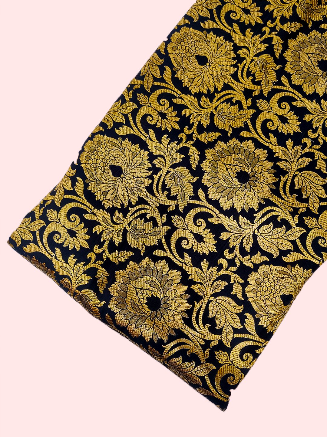 Golden Banarsi Silk Brocade  ( 44" inch Width ) JUST FABRIC