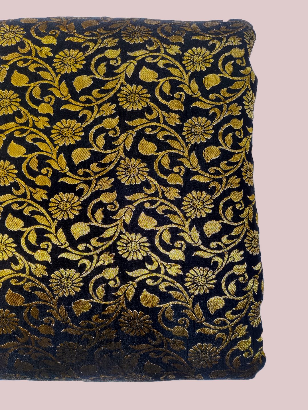 Golden Jari  Banarsi Silk Brocade with floral Jaal ( 44" inch Width ) JUST FABRIC