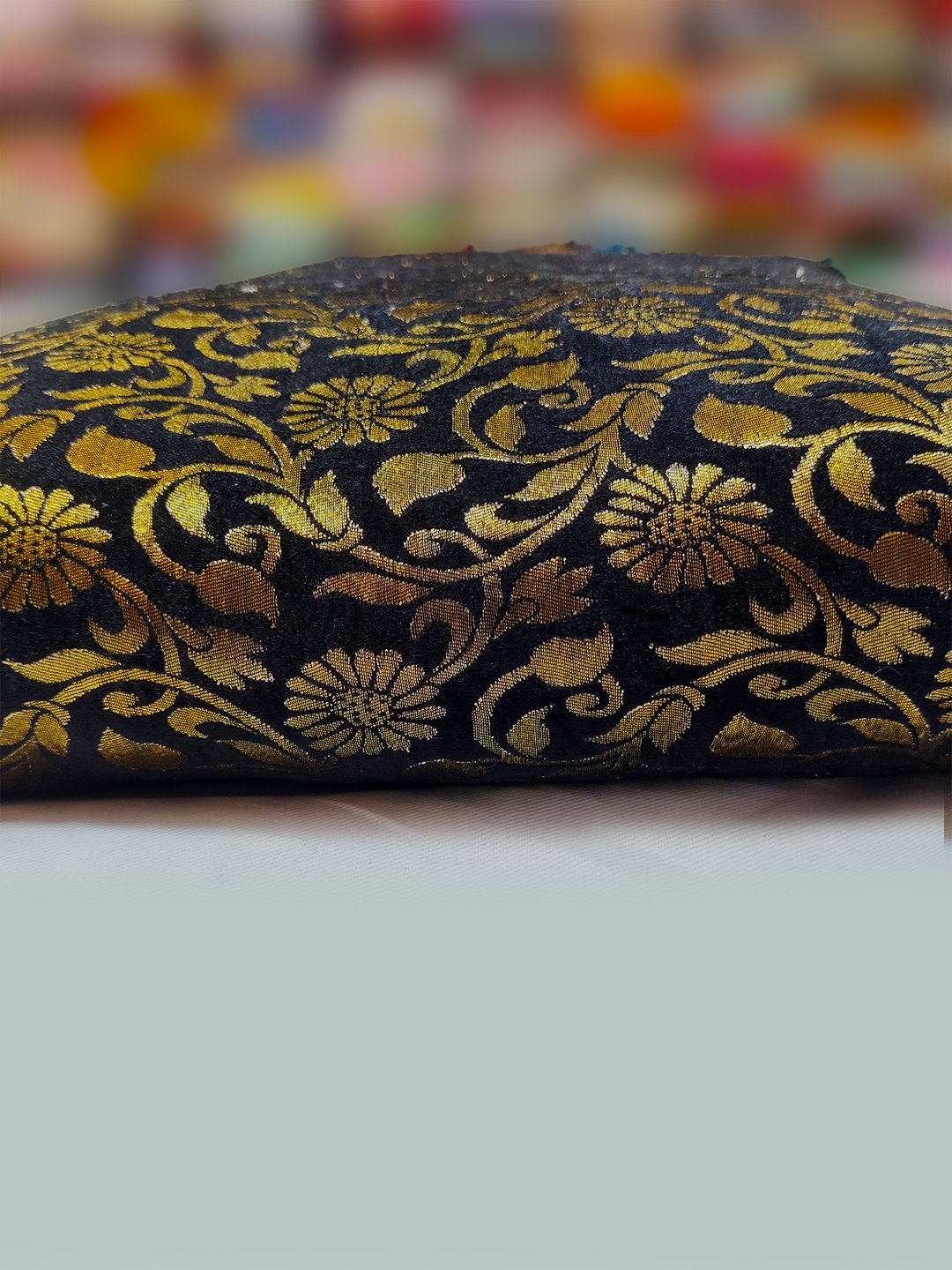 Golden Jari  Banarsi Silk Brocade with floral Jaal ( 44" inch Width ) JUST FABRIC