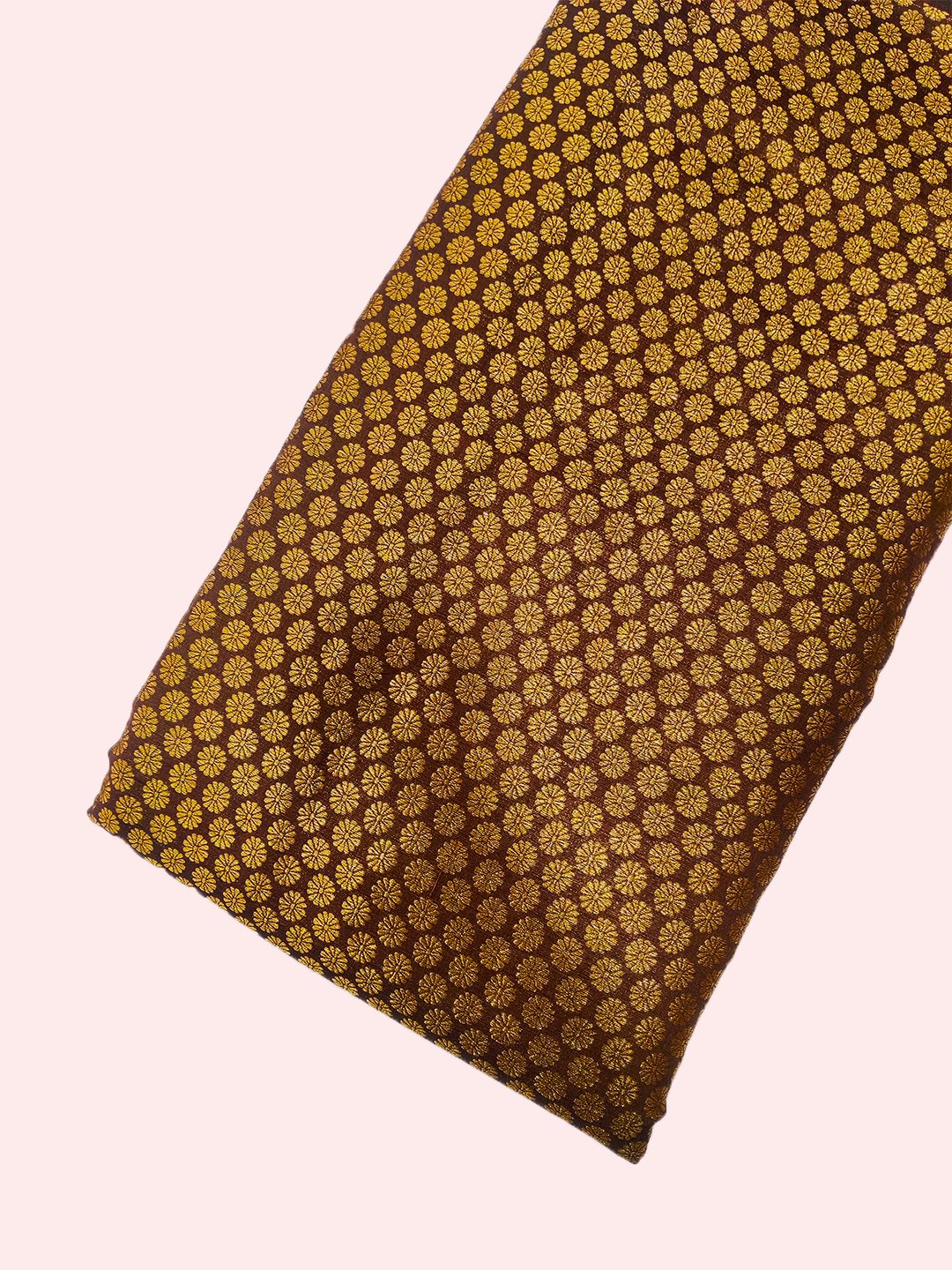 Golden Jari Imported  Silk Jacquard  ( 44" inch Width ) JUST FABRIC