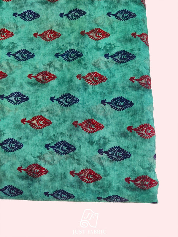 Hand Block Print All over on Royal Chanderi  Silk Fabric  ( 44" Inch Width) JUST FABRIC