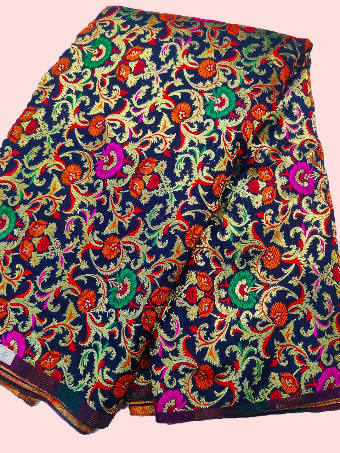 MultiColour Banarsi Silk Brocade  ( 44" inch Width ) JUST FABRIC