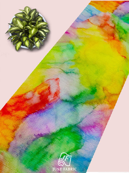 Multicolour Tie & Dye Print All over on Fine n soft  and Flowy Georgette Fabric  ( 44" Inch Width) JUST FABRIC