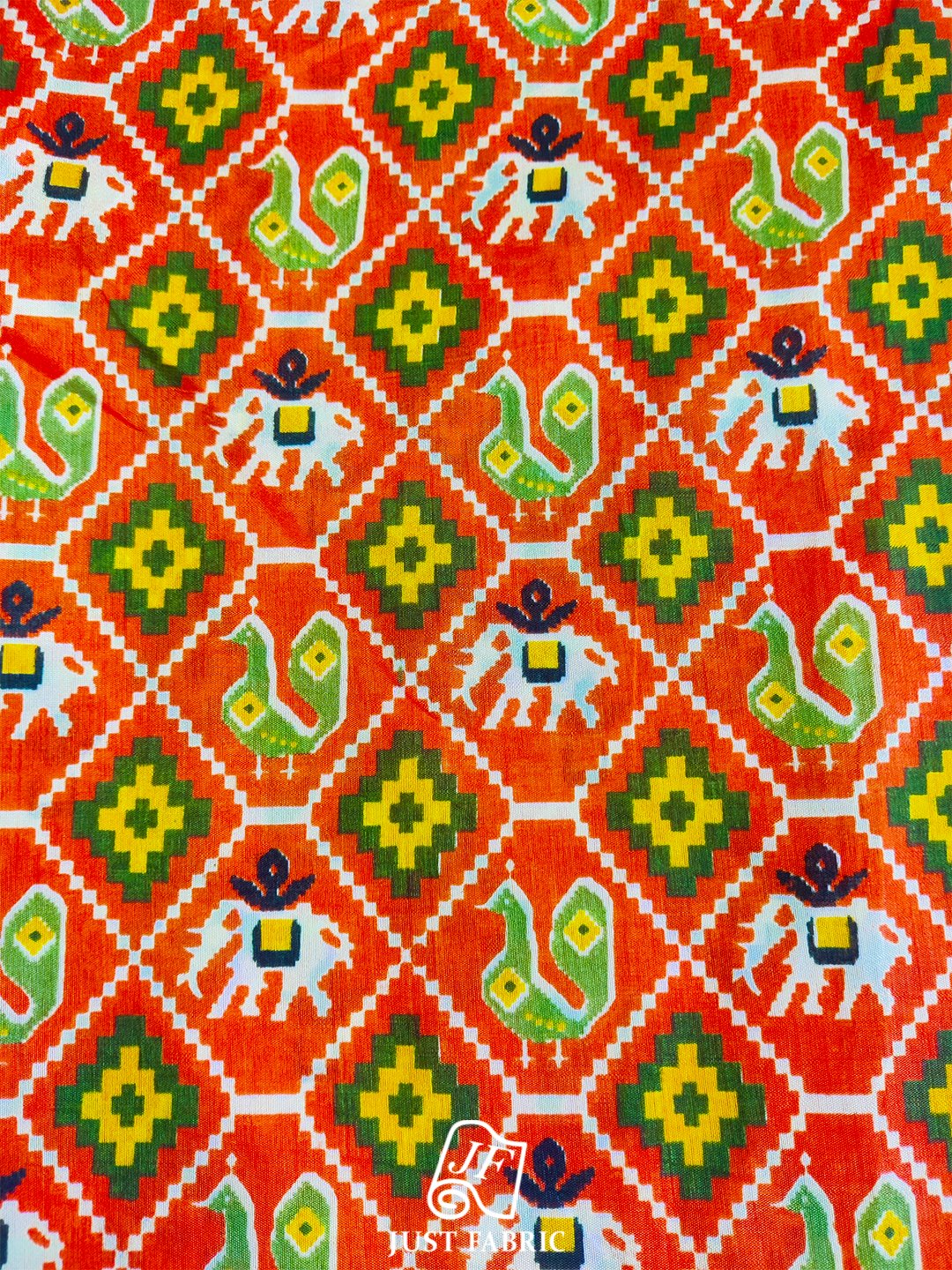 Patan Patola Digital Print All over on Fine Dupian Silk Fabric  ( 44" Inch Width) JUST FABRIC