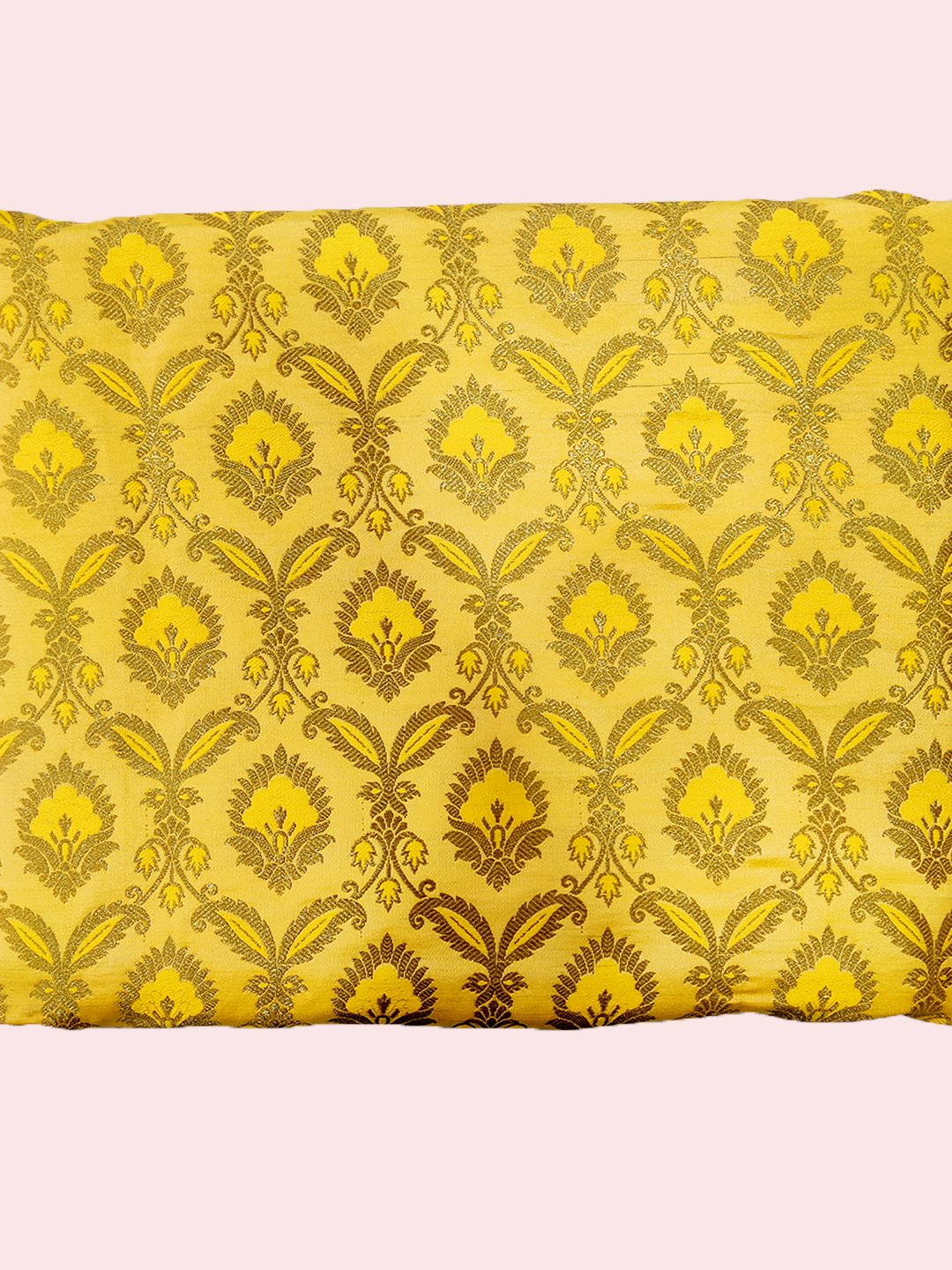 Yellow Golden Banarsi Silk Brocade  ( 44" inch Width ) JUST FABRIC