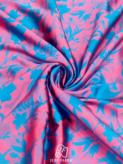 Digital Floral Print All over on Fine & Soft Georgette Satin Fabric  ( 44" Inch Width) JUST FABRIC