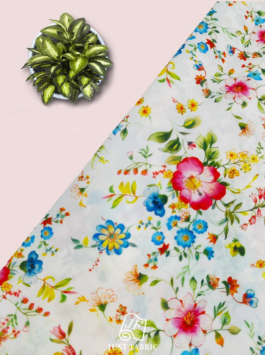 Digital Floral Print All over on Fine and Flowy  Georgette Fabric  ( 44" Inch Width) JUST FABRIC