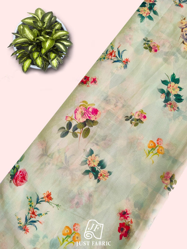 Digital Floral Print All over on Fine and Flowy  Poly Georgette Fabric  ( 44" Inch Width) JUST FABRIC