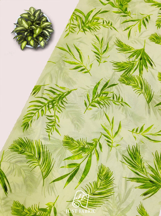 Digital Leaf Print All over on Fine and Flowy  Georgette Fabric  ( 44" Inch Width) JUST FABRIC
