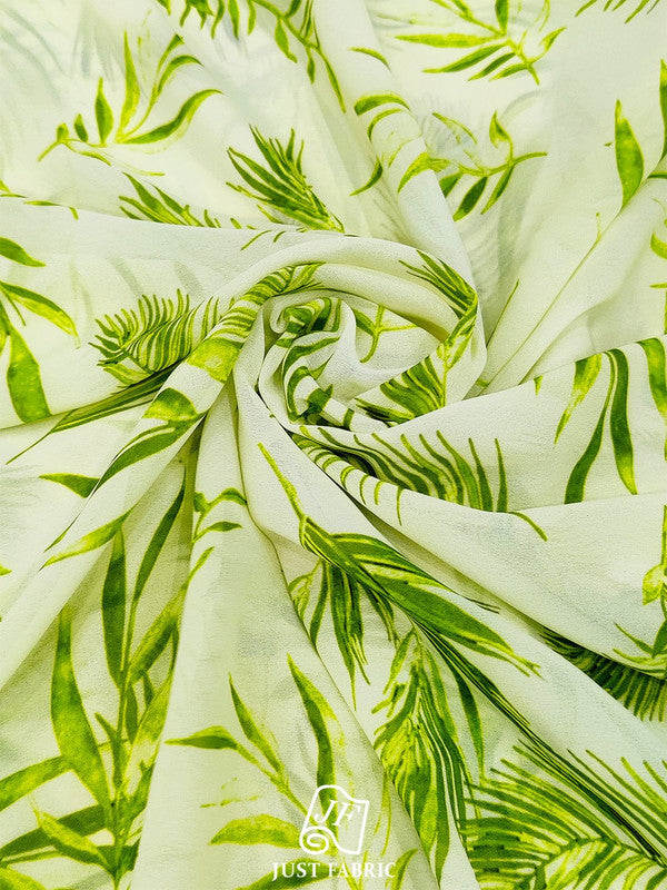 Digital Leaf Print All over on Fine and Flowy  Georgette Fabric  ( 44" Inch Width) JUST FABRIC
