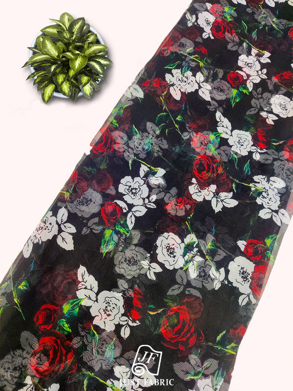Floral Digital Print All over on Fine  Organza Fabric  ( 60" Inch Width) JUST FABRIC