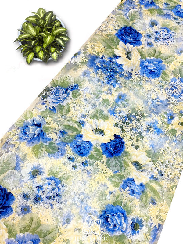 Floral Digital Print All over on Fine  Organza Fabric  ( 60" Inch Width) JUST FABRIC