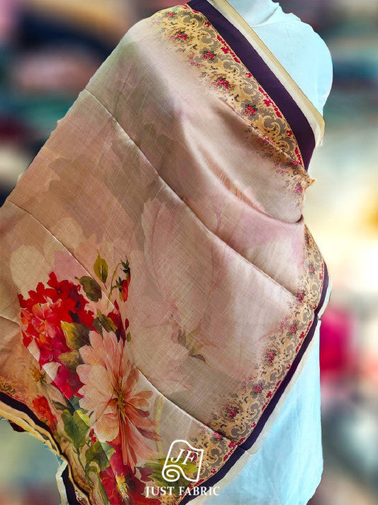 Floral Printed Silk Dupatta (2.25m Length) JUST FABRIC