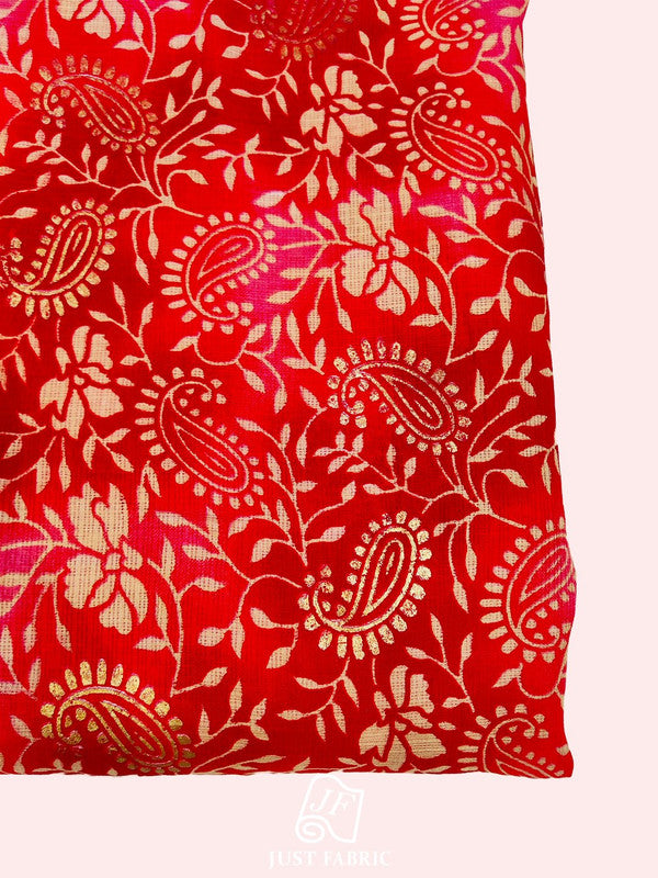 Foil Print Jaal with leheriya shades All over on Kota Doria  Fabric  ( 44" Inch Width) JUST FABRIC