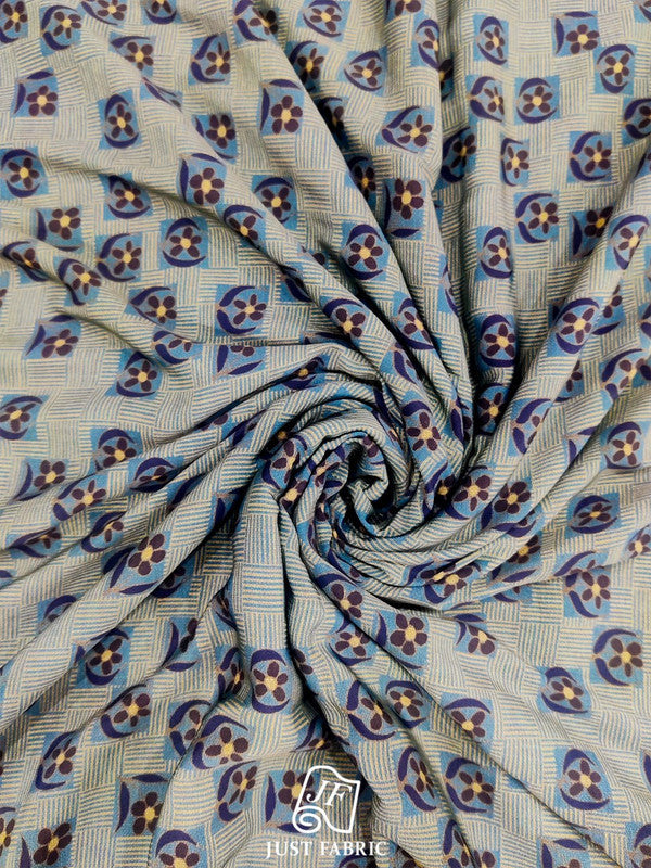 Geometrical Digital Floral Print All over on Fine & Soft Crepe Fabric  ( 44" Inch Width) JUST FABRIC