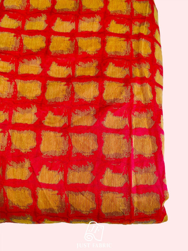 Geometrical Digital Print All over on Fine Raw Silk Fabric  ( 44" Inch Width) JUST FABRIC