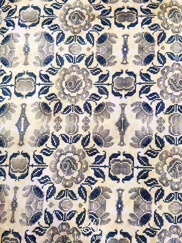 Geometrical Flower Digital Print All over on Fine Dupian Silk Fabric  ( 44" Inch Width) JUST FABRIC