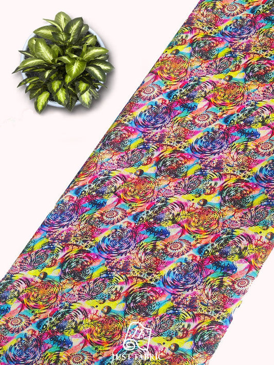 Geometrical Psychedelic Digital Print All over on Fine and Flowy  Georgette Fabric  ( 44" Inch Width) JUST FABRIC