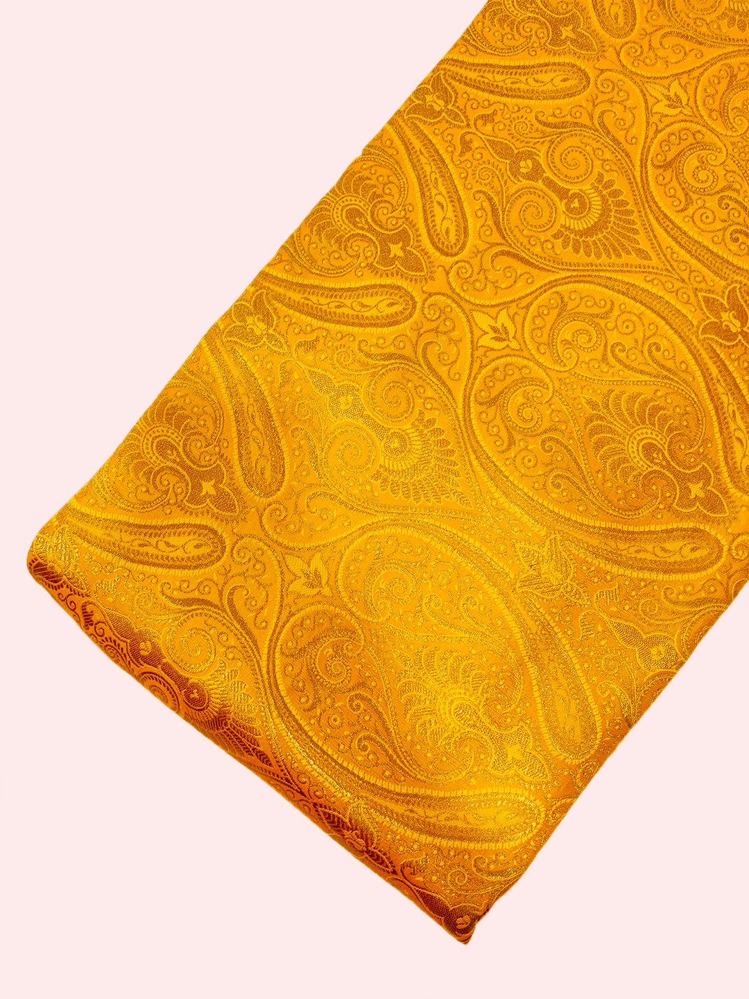 Golden Banarsi Silk Brocade  ( 44" inch Width ) JUST FABRIC