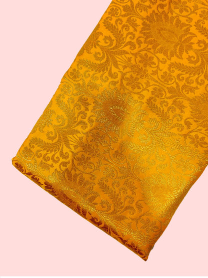 Golden JARI  Banarsi Silk Brocade  ( 44" inch Width ) JUST FABRIC