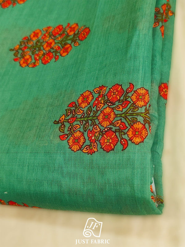 Hand Block Butti Print All over on Royal Chanderi  Silk Fabric  ( 44" Inch Width) JUST FABRIC