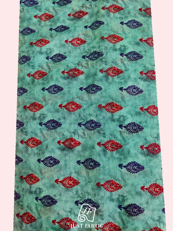 Hand Block Print All over on Royal Chanderi  Silk Fabric  ( 44" Inch Width) JUST FABRIC