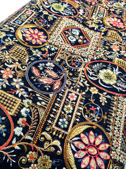 Multi colour  Gota & Thread Work All over on Georgette Fabric With  Embroidery (44" Inch Width) JUST FABRIC