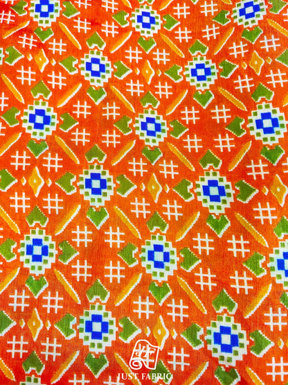 Patan Patola Digital Print All over on Fine Dupian Silk Fabric  ( 44" Inch Width) JUST FABRIC