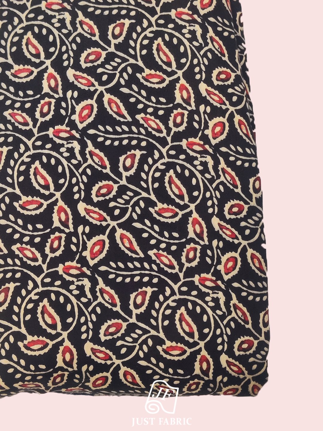 kalam kari Leaf Print Allover on Modal Silk Fabric  ( 44" Inch Width) JUST FABRIC